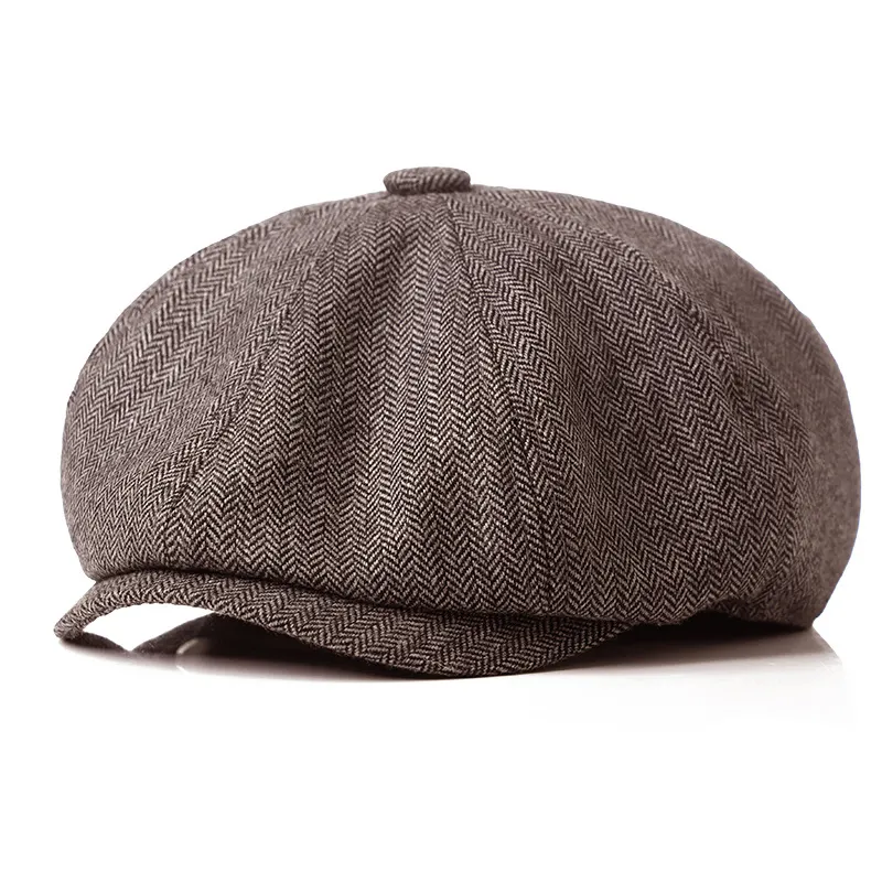 Customize Peaky Blinders Hat Newsboy Style Cap Fuller Fit Wool Tweed Octagonal hat Beret
