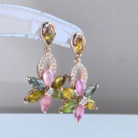 Boucles d'oreilles pendantes en argent sterling 925 plaqué or rose avec tourmaline naturelle taille marquise en forme de fleur, vente en gros d'usine, cadeau pour femme