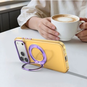 Fashion Magnetic Clear Phone Case for <b>iPhone</b> 18 15 16 17 Pro Max With 360° Metal Ring Stand Wireless Charging Shockproof Cover - Product Image 3
