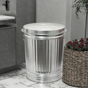 31 Gallon Galvanized Steel Standing Outdoor Dust <b>Bin</b> with <b>Lid</b> - Product Image 3