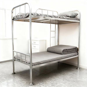 Современные регулируемые по высоте кровати из нержавеющей стали с двухъярусными и двуспальными кроватями для использования в школьных апартаментах отеля-прямые продажи с завода - Product Image 4