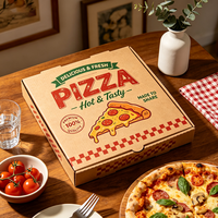 Boîtes à pizza en carton ondulé personnalisées avec logo, ruban, résistantes à l'écrasement, de qualité alimentaire, vente en gros