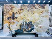 Plan de travail en quartzite bleu Louise, panneau mural en marbre Azul Luise, design moderne de luxe, dalle de marbre polie pour plans de travail