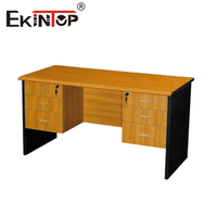 Ekintop Petit Bureau de Direction Mobilier de Bureau Moderne et Économique en Bois Table de Bureau de PDG avec Tiroirs et Bibliothèques