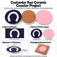 Sous-verres en céramique personnalisés imprimés, ronds de 12 cm, avec support en liège, tapis de tasse à logo pour cadeaux promotionnels d'entreprise