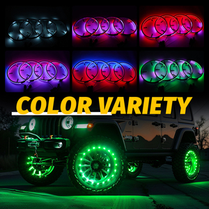 8 rouleaux de lumières LED pour jantes de roues, double rangée, les plus brillantes, série Flow Dream Color, effet de poursuite, étanches, RGB, lumières arrière et d'angle, 12V - Product Image 4