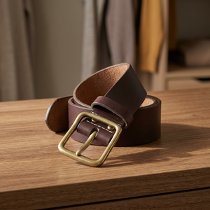Ceinture en cuir de vache véritable avec boucle en acier de 3,8 cm de large, boucle à ardillon écologique, impression de logo personnalisée, qualité supérieure, luxe, formelle - Product Image 1