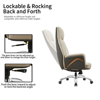 Chaise de bureau exécutive ergonomique pivotante réglable en cuir PU à dossier haut, confortable et moderne
