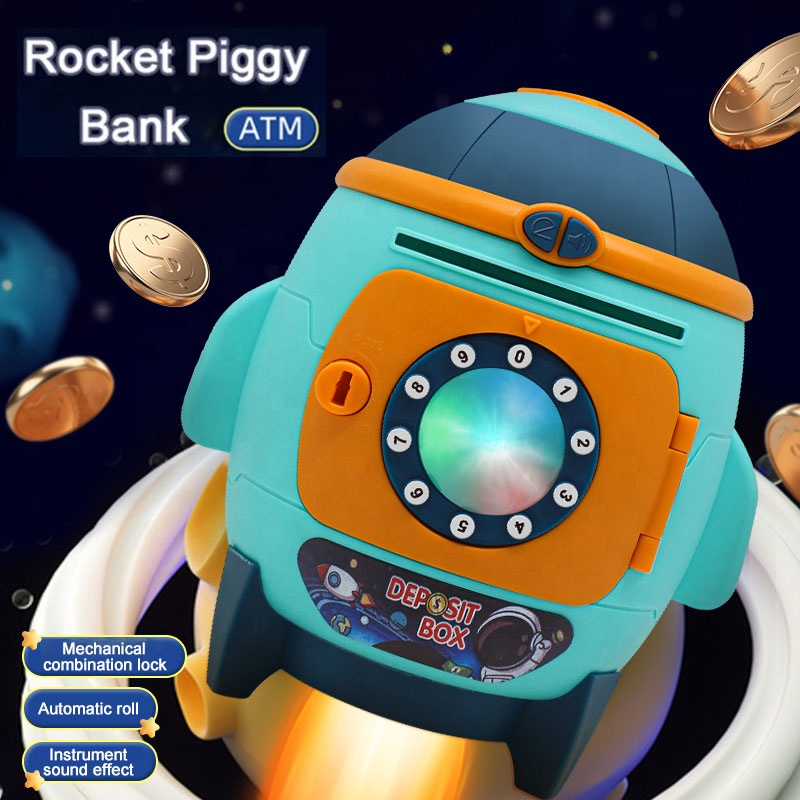 Mechanical Lock Deposit Box Kids Electronic Money Box ATM Piggy