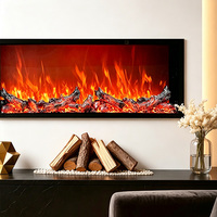 Cheminée électrique de style artistique haut de gamme, flamme multicolore réglable, contrôle WiFi Bluetooth pour la décoration intérieure de villas et d'hôtels