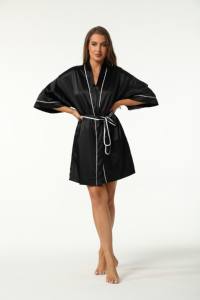 Vestaglia da Donna in Raso con Scollo a V - Abbigliamento da Notte Traspirante con Maniche, Morbido come Seta, per il Comfort Domestico - Disponibile in Magazzino USA, Vendita all'Ingrosso - Product Image 2