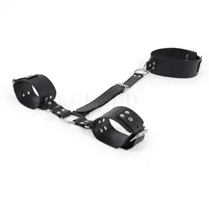 Free Custom Box - BDSM Bondage Restraint Slave Behind Back Handcuffs Collar Neck Wrist Restraints