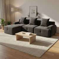 Canapé modulaire sectionnel moderne en tissu velours côtelé, grand canapé de salon avec mousse à mémoire de forme, design compressé, adapté aux animaux domestiques