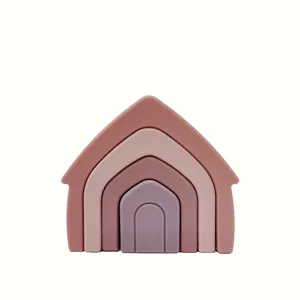 Wholesale Furniture decoration rainbow house Shapes Stacker Blocks Toys For Children