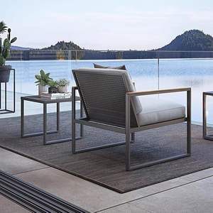 Canapé de jardin extérieur une place, structure en alliage d'aluminium, coussin imperméable, design moderne et minimaliste pour balcon et cour. - Product Image 3