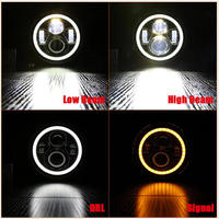 Phares LED 7 pouces pour Jeep Wrangler, projecteurs LED tout-terrain, phares 7 pouces, yeux d'ange, feux de jour DRL, H4 H13