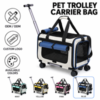 Sac de transport portable pour animaux de compagnie en tissu 600D avec roues amovibles et coussin réversible doux pour animaux de compagnie, sac à dos pour chat