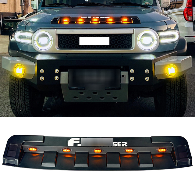 Hood Trim Plate with LED Yellow Light Sports Version Grille Upper Guard Plate High Quality Durable Cover for FJ Cruiser