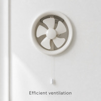 Ventilateur d'extraction compact blanc rond avec interrupteur à cordon, alimentation CA, faible bruit, pour usage domestique, salle de bain, cuisine, installation sur fenêtre