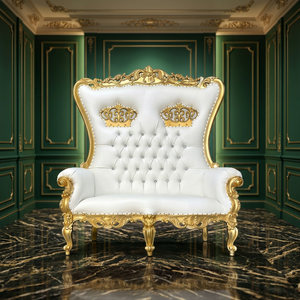 <b>White</b> Gold Midcentury Tufted Durable High Queen Chair Living Room Furniture - Product Image 2