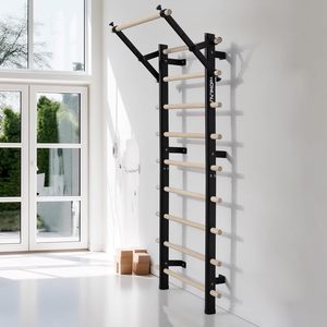 Barra di stallo <span class=keywords><strong>in</strong></span> <span class=keywords><strong>legno</strong></span> per uso domestico con cinghie di sospensione e attacco per barra di immersione Pull-Up 10 aste strategiche per la formazione scolastica e domestica - Product Image 5