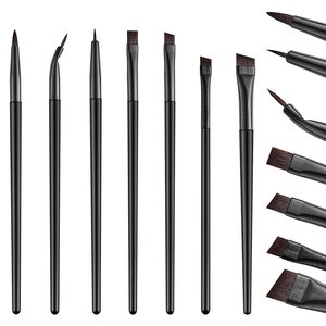Brosse à sourcils en aluminium pour eye-liner <span class=keywords><strong>ultra</strong></span>-fine et à angle plat Brosse à sourcils à manche en bois blanc de marque privée utilisée avec le fond de teint - Product Image 6