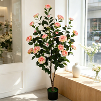 Fleurs décoratives, couronnes et plantes artificielles, faux camélias, bonsaïs en tissu, arbres artificiels, accessoires de décoration pour bar et maison