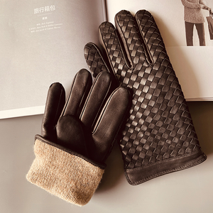 <span class=keywords><strong>Gants</strong></span> en peau de mouton bande de <span class=keywords><strong>cuir</strong></span> <span class=keywords><strong>gants</strong></span> à l'intérieur chaud conduite mode Anti velours bande tressé <span class=keywords><strong>laine</strong></span> avec velours fabricant hommes - Product Image 3