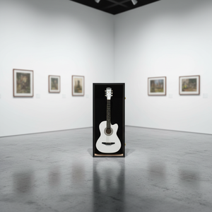 Vitrine de présentation de guitare 2026 verrouillable en bois noir avec cadre type boîte à ombre et doublure en velours, idéale pour collection de guitares et décoration intérieure - Product Image 2