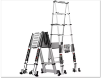 Échelle télescopique pliante en alliage d'aluminium à double face, multi-niveaux, antidérapante, capacité 330 lb, pour entrepôt extérieur, idéale pour le dropshipping
