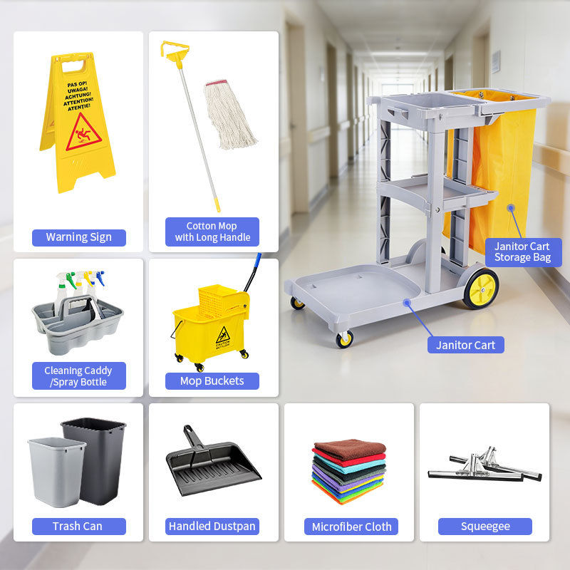 Plastic Cleaning Service Set Cart Hotel