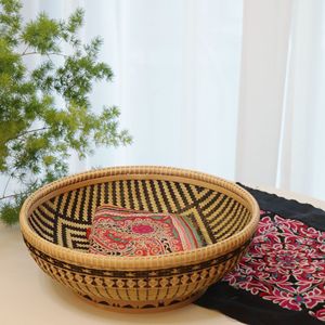 Handmade <b>Bamboo</b> Storage <b>Basket</b> Round 26cm Top Diameter Living Room Neatening Storage Woven <b>Baskets</b> - Product Image 1