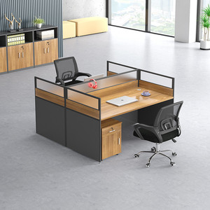Muebles de Oficina, Estación de Trabajo para 2 Personas, Mesa de Computadora de Madera en Forma de I, Escritorios de Oficina, Mesa con Gabinete Lateral y Silla Incluidos - Product Image 2