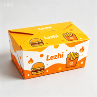 Boîte à emporter pour hamburgers et frites avec poignée, en papier kraft imprimé écologique pour l'emballage de livraison de restauration rapide