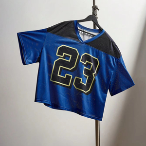 Camiseta de fútbol de malla con cuello en V suelta de talla grande Unisex personalizada, Digital Camiseta de manga corta con estampado, bloqueo de Color - Product Image 1