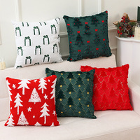 Nouvelle Housse de Coussin Broderie Arbre de Noël 3D en Peluche pour Canapé, Décoration de Noël pour Salon