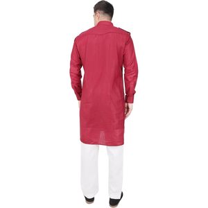 ชุดเสื้อผ้าผู้ชายแบบดั้งเดิมของอินเดียและปากีสถาน ยี่ห้อ Triloki รุ่น Pathani Kurta Pajama ทำจากผ้าฝ้าย เหมาะสำหรับใส่ลำลอง - Product Image 3