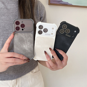 Coque de téléphone tendance en cuir avec verre PC à mise au point automatique et conversion d'objectif pour iPhone 17 Air 16 15 <span class=keywords><strong>Pro</strong></span> Max, avec dos en TPU - Product Image 4