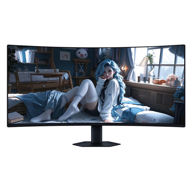 New 34 Inch Curved Ultrawide Monitor 75Hz 5ms 3000:1 2xDP 2xHDMI Height Adjustable Lift Swivel Stand for Business