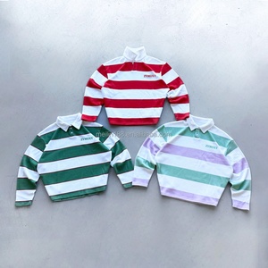 เสื้อเชิ้ตแขนยาวแบบลำลองเสื้อโปโลมีกระดุมคอปกเสื้อรักบี้ลายทางโลโก้ตามสั่ง - Product Image 1