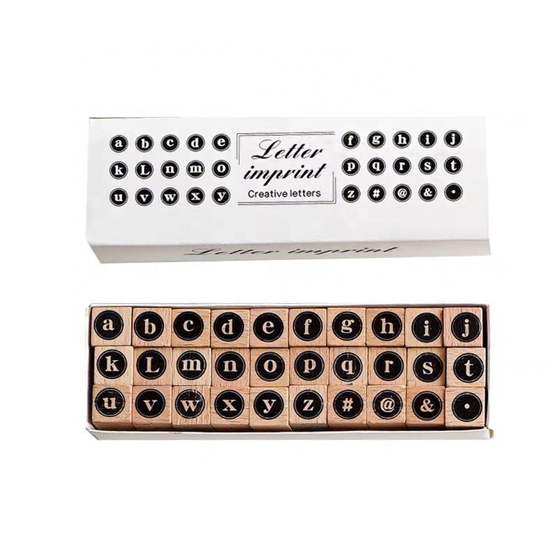 CUSTOM Vintage Wooden Alphabet Stamp Set