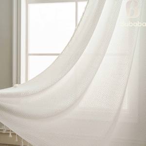 Bubaba Vente en gros transfrontalière Rideaux en maille blanche prêts à l'emploi avec œillets pour salon chambre balcon baie vitrée - Product Image 2