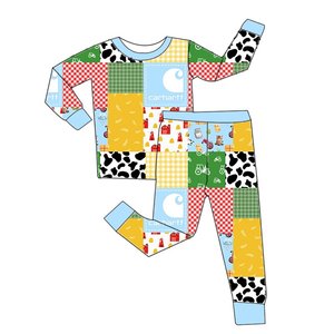 Conjunto de Loungewear em Fibra de Bambu para Meninas Pequenas com Estampa de Halloween em Patchwork Rosa - Product Image 2