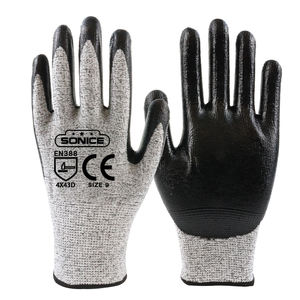 SONICE CE ANSI HPPE Anti Cut 5 Gants de sécurité Nitrile/PU/<span class=keywords><strong>Latex</strong></span> Verre Enduit Jardin Gants de protection résistants aux coupures - Product Image 4