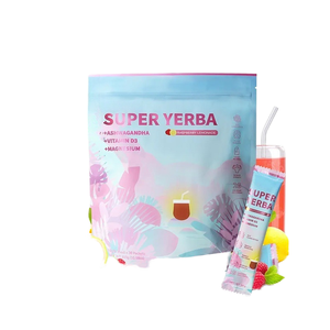 Bebida Energética Instantánea de Yerba <span class=keywords><strong>Mate</strong></span> en Polvo, Sabor Frambuesa, con Ashwagandha, Melena de León, Vitamina D3 y Extractos Herbales Mixtos - Product Image 1