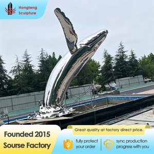 Sculpture de <span class=keywords><strong>dauphin</strong></span> sautant en acier inoxydable 304 poli miroir, taille personnalisée, pour projet paysager extérieur - Product Image 5