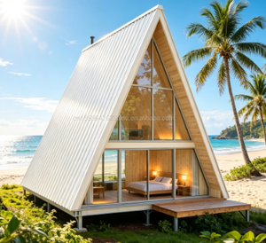 Cabines de vacances préfabriquées triangulaires de luxe <span class=keywords><strong>PINGUI</strong></span> en acier léger avec structure de conteneur mobile pour loisirs - Product Image 2