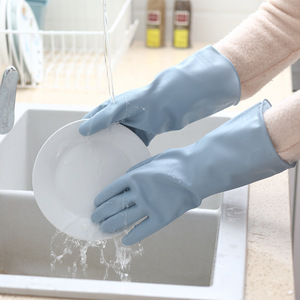Waterproof Rubber Latex Dishwashing <b>Gloves</b> <b>Thin</b> 10 Inch Solid Color For Kitchen Cleaning - Product Image 1