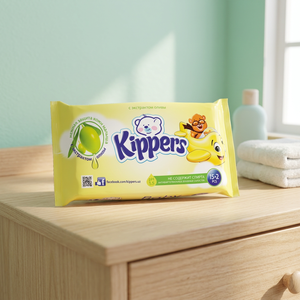 Lingettes humides pour bébé Kippers Olive non tissées, 17 pièces, nettoyage doux et délicat, peau sensible, pack de voyage, utilisation portable, vente en gros - Product Image 3