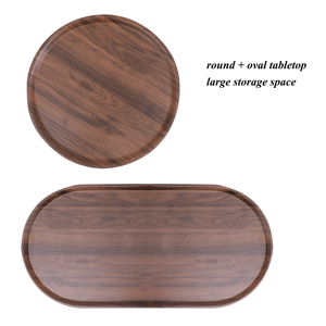 2 Tier Modern Side <b>Table</b> <b>Walnut</b> Brown Metal Frame Living Room End <b>Table</b> <b>Coffee</b> <b>Table</b> Storage Shelf - Product Image 5